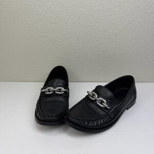 Coach Women’s Black with Silver Chain Jess Slip-on Loafers Flats Size 6.5